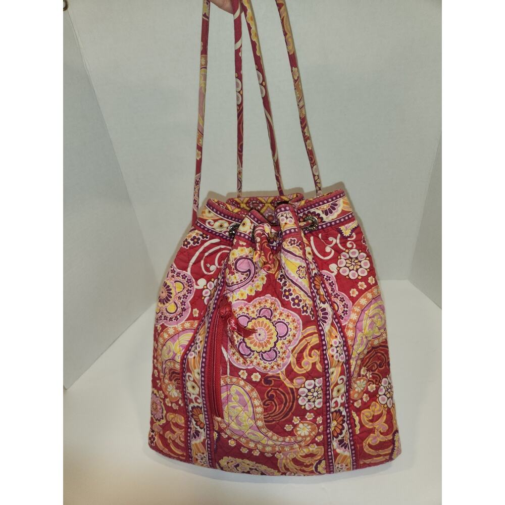 Vera Bradley Lilli Bell Drawstring Backpack Retired Pink Orange Paisley